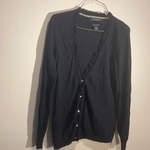 Black ruffled cardigan